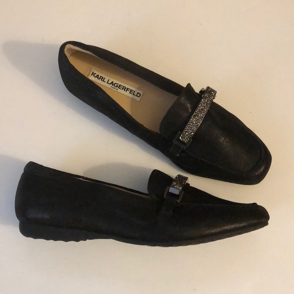 Karl Lagerfeld Quigley Loafers Black Suede 7.5